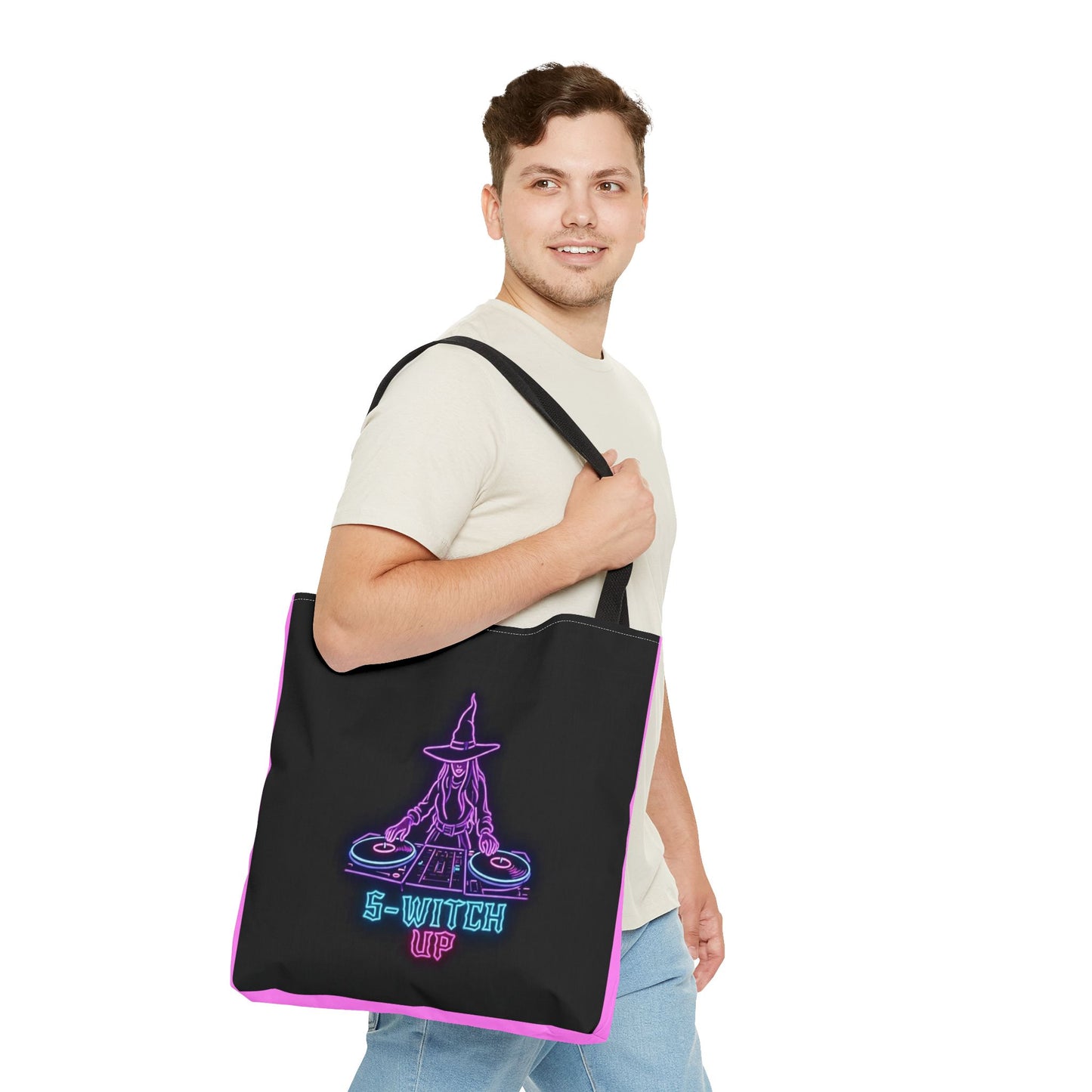 S-WITCH UP Neon Logo Tote Bag Black/Pink