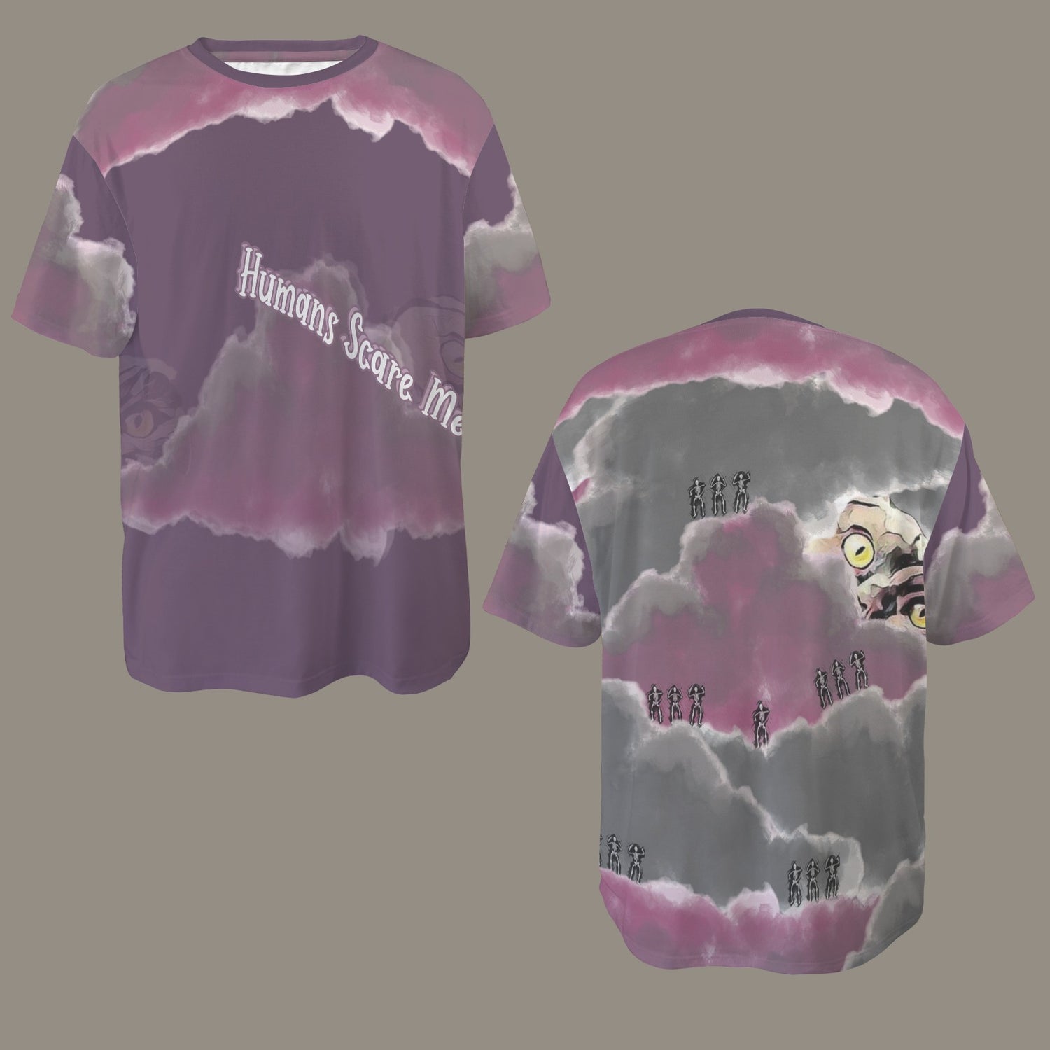 Humans Scare Me Jimmy Cloud T-Shirt Purple 2