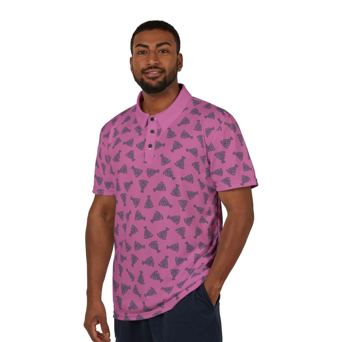 Buddha Tilt Unisex Polo T-Shirt Pink