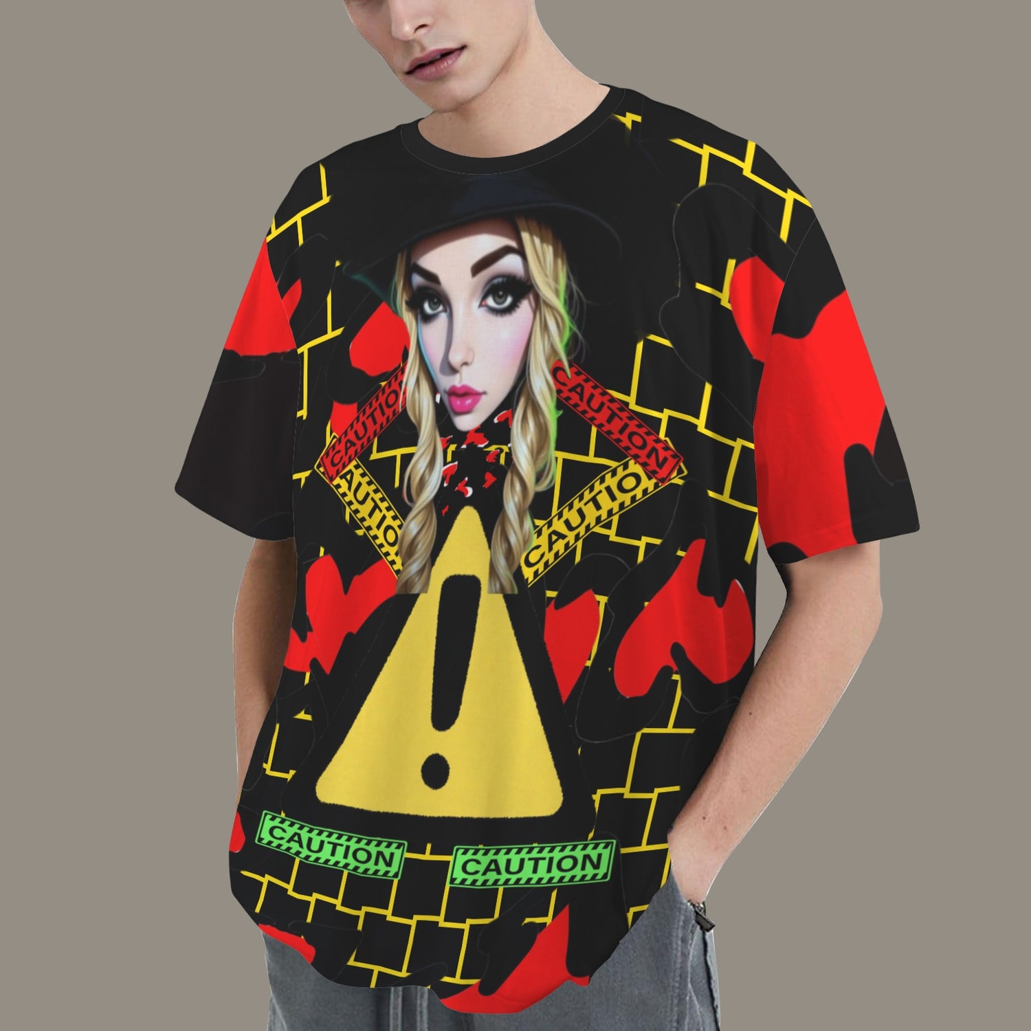 RANSIE CARTOON YELLOW/BLACK WALL HEARTS