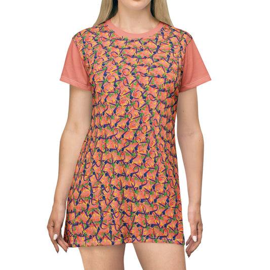 LINFA Chaos In The Heart T-Shirt Dress Rosa Antico
