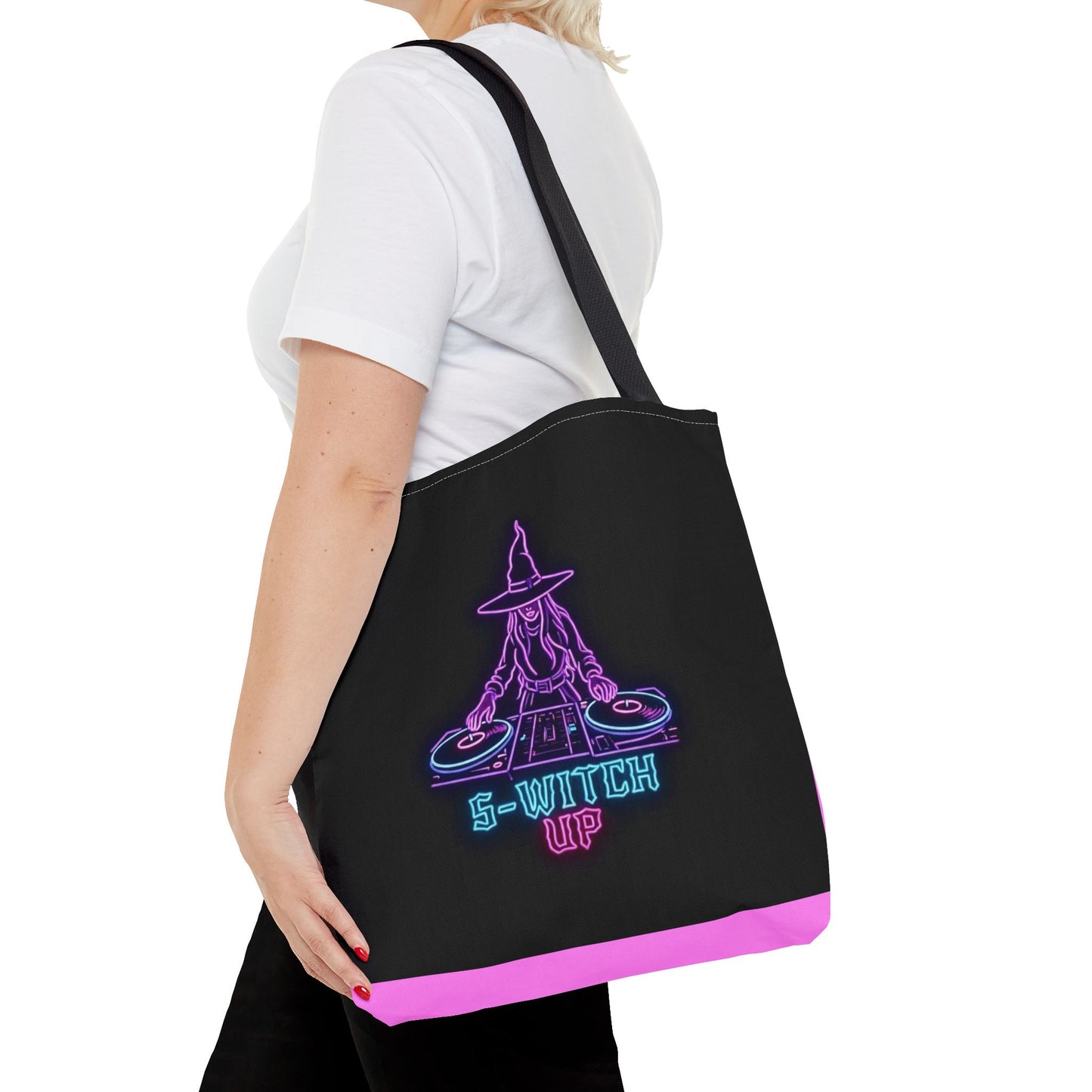 S-WITCH UP Neon Logo Tote Bag Black/Pink