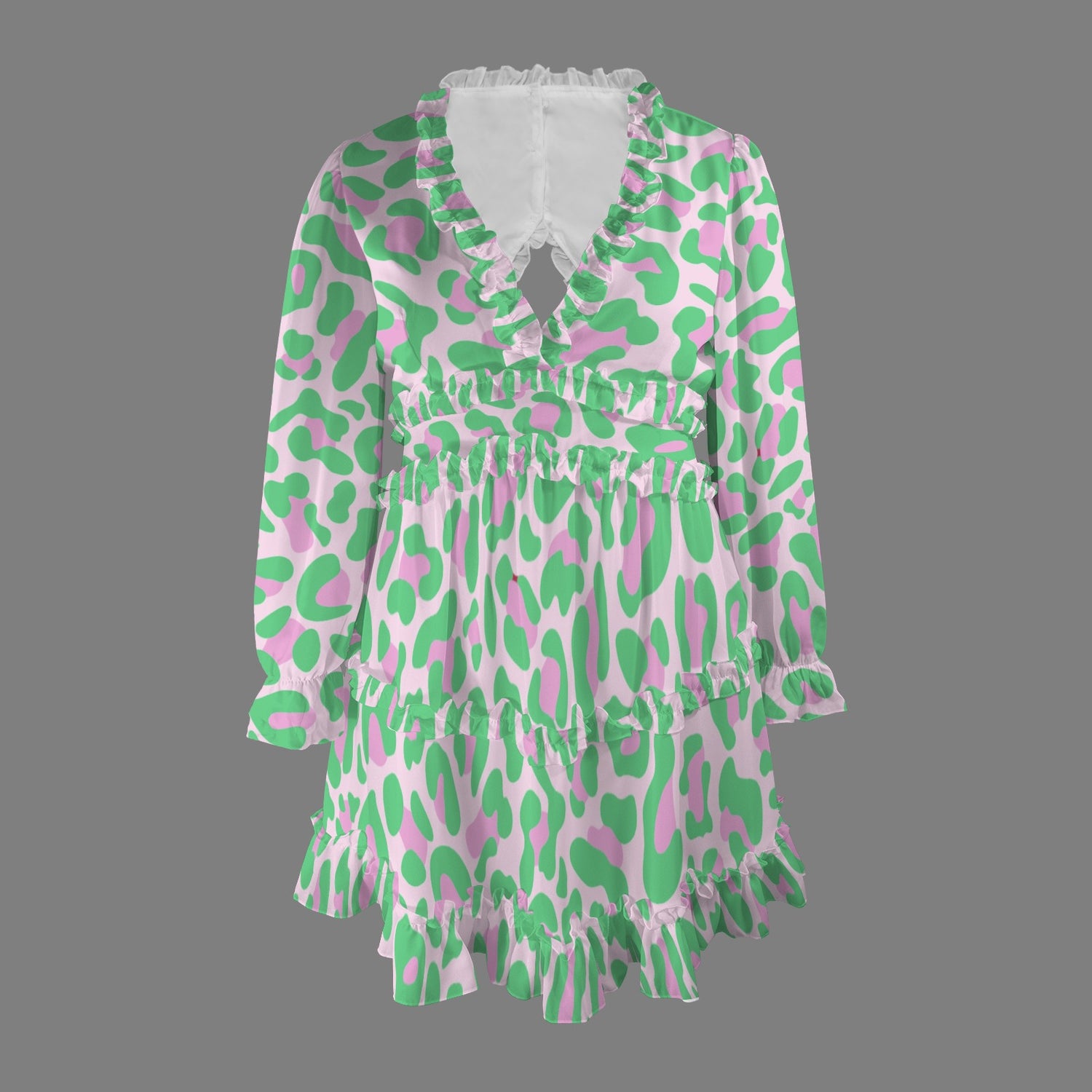 Light Green Pink Leopard Dress