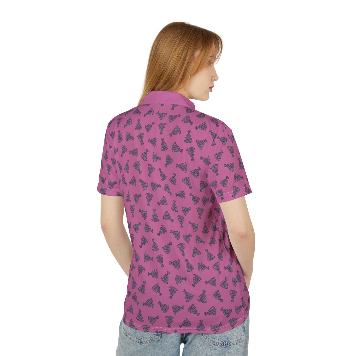 Buddha Tilt Unisex Polo T-Shirt Pink