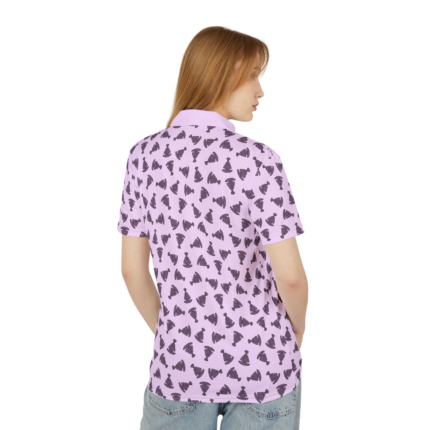 Buddha Tilt Unisex Polo T-Shirt  Light Pink