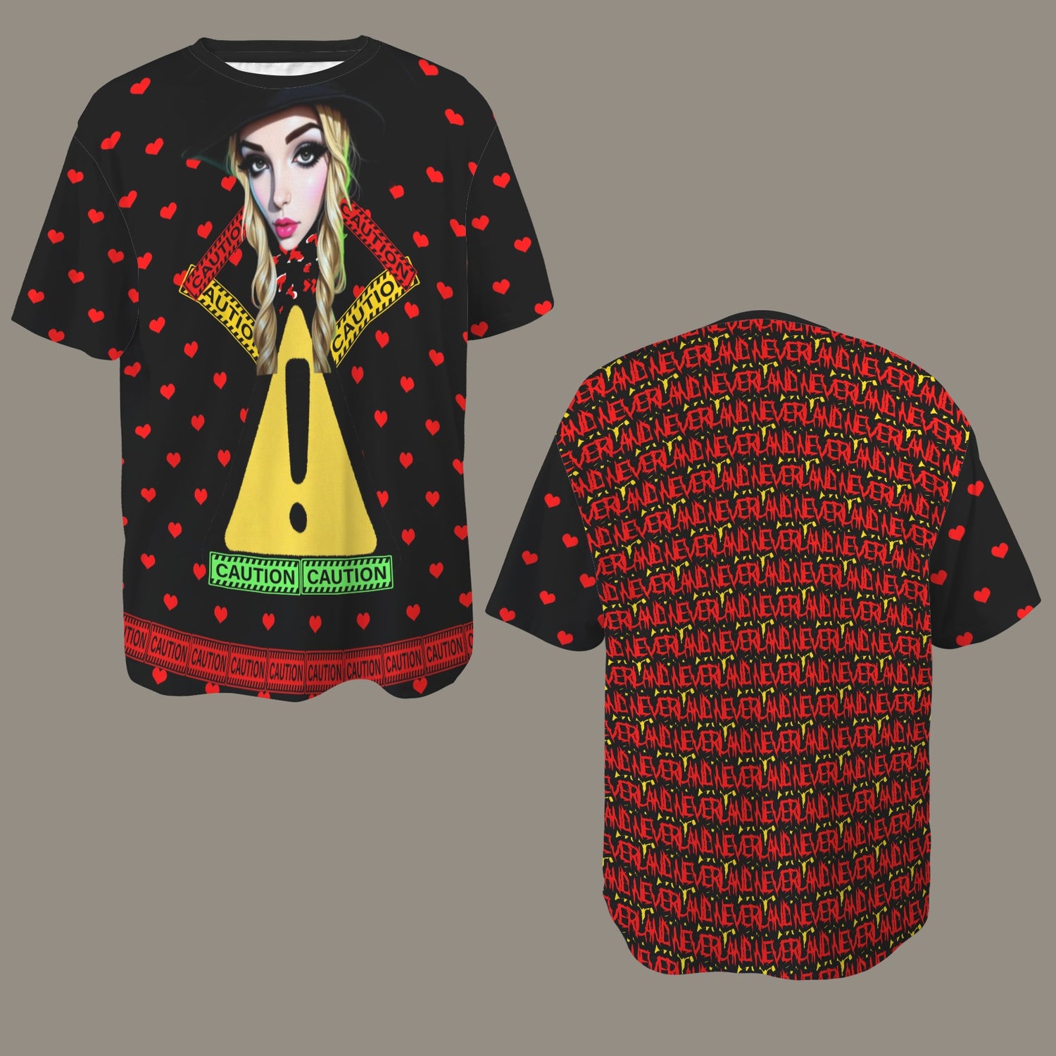 RANSIE CARTOON CAUTION T-SHIRT - Neverland pattern