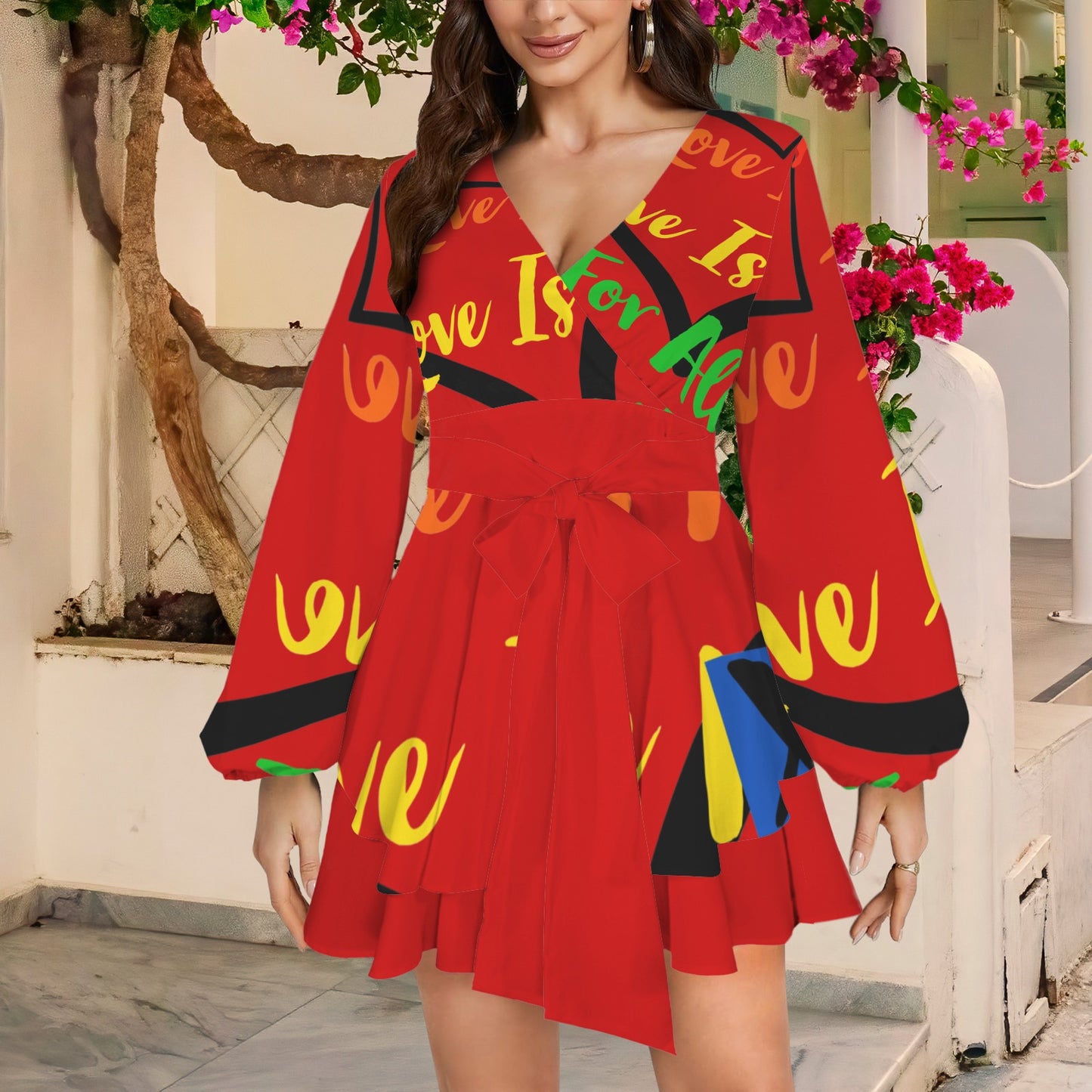 LINFA Romper Dress Red Black Heart 2