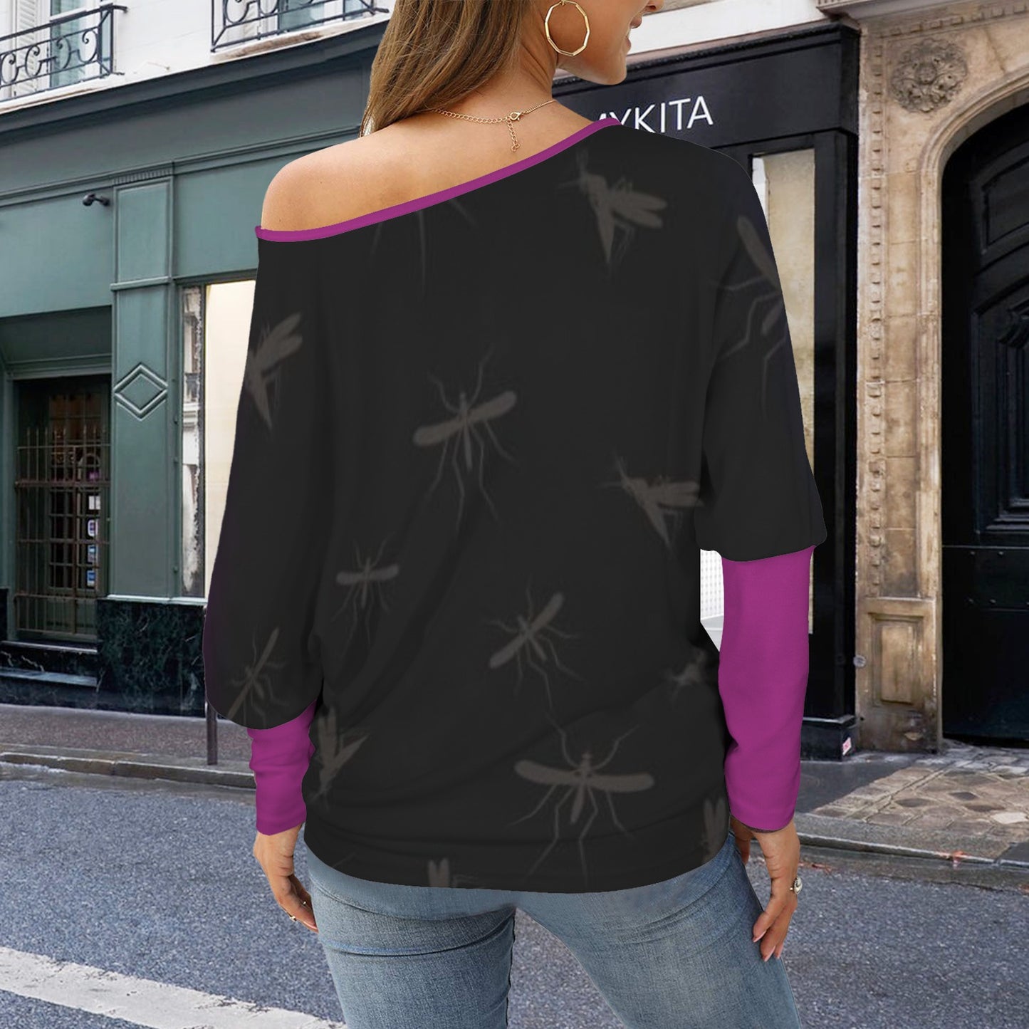 Mosquitoes Sweater Purple Sleeve