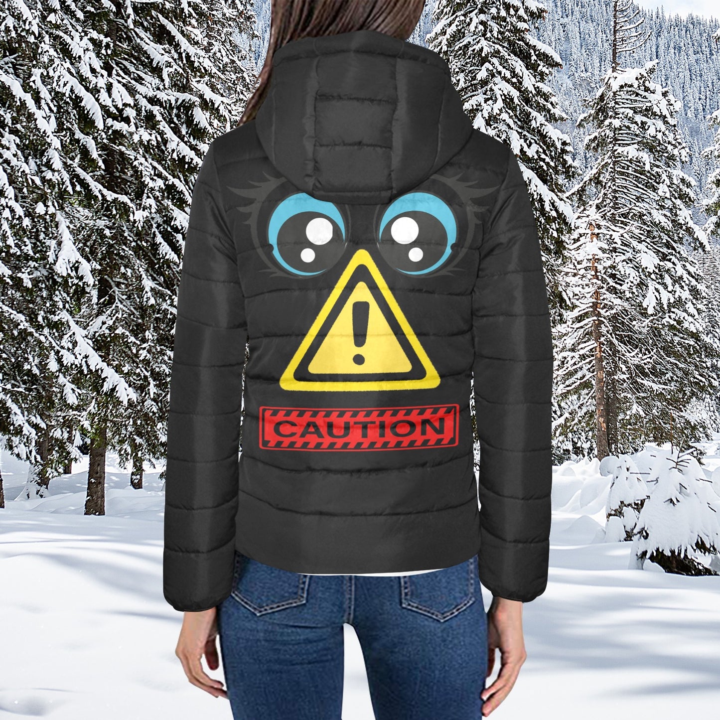 Caution Design 3 Padded Jacket - B/W Eyes