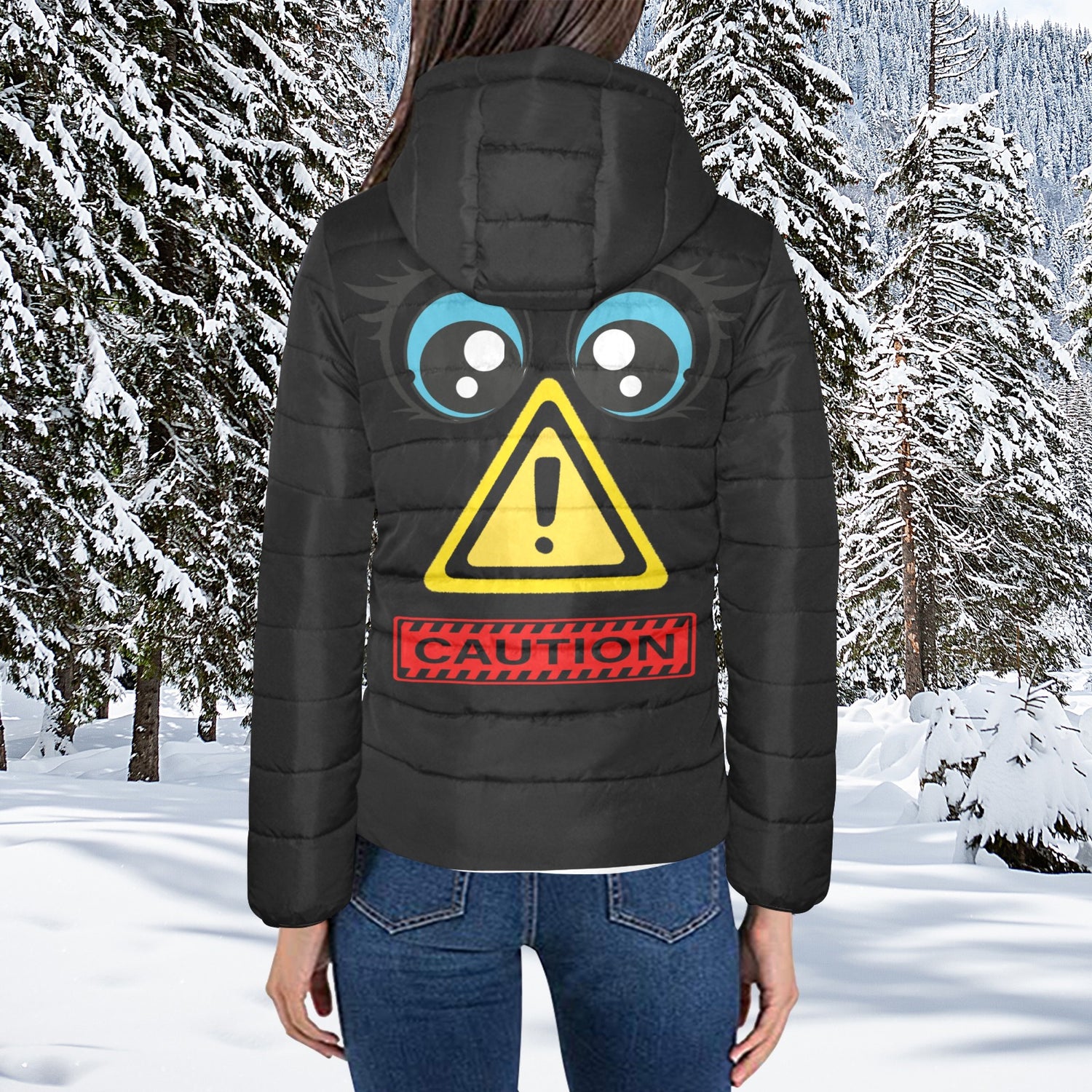 Caution Design 3 Padded Jacket - B/W Eyes