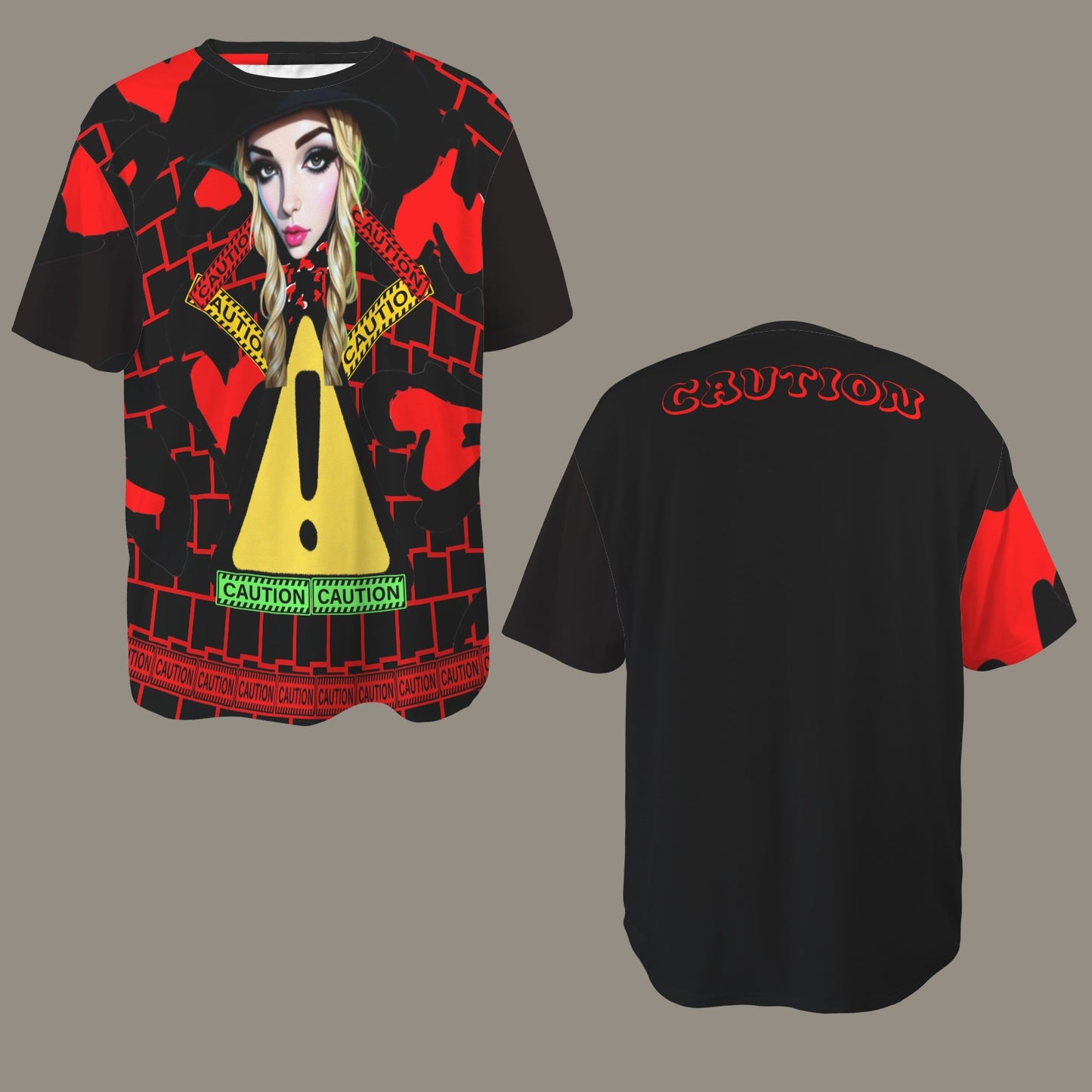 RANSIE CARTOON CAUTION HEARTS T-SHIRT