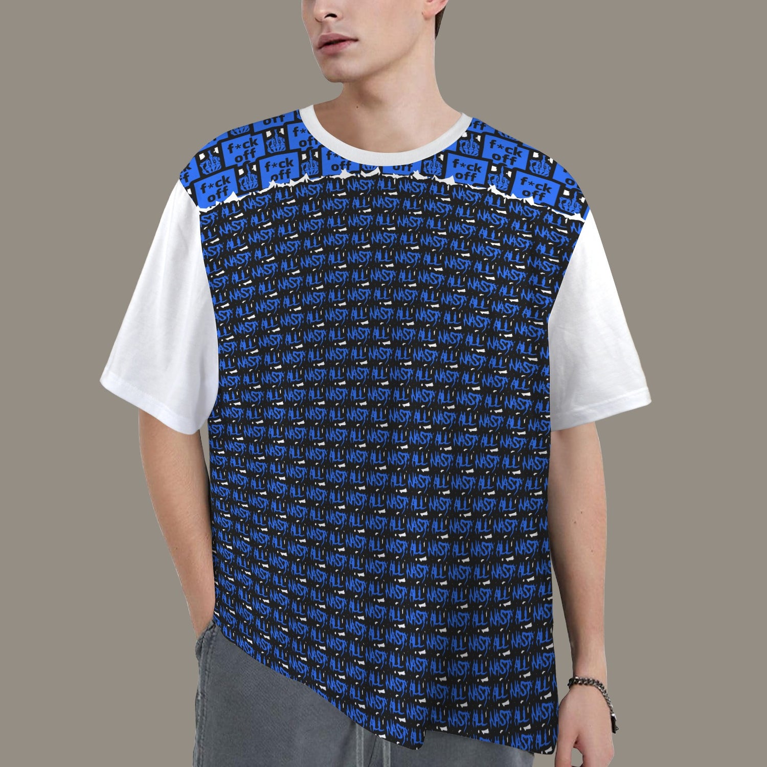 FUCK OFF ALL NASTY BLUE WHITE T-SHIRT