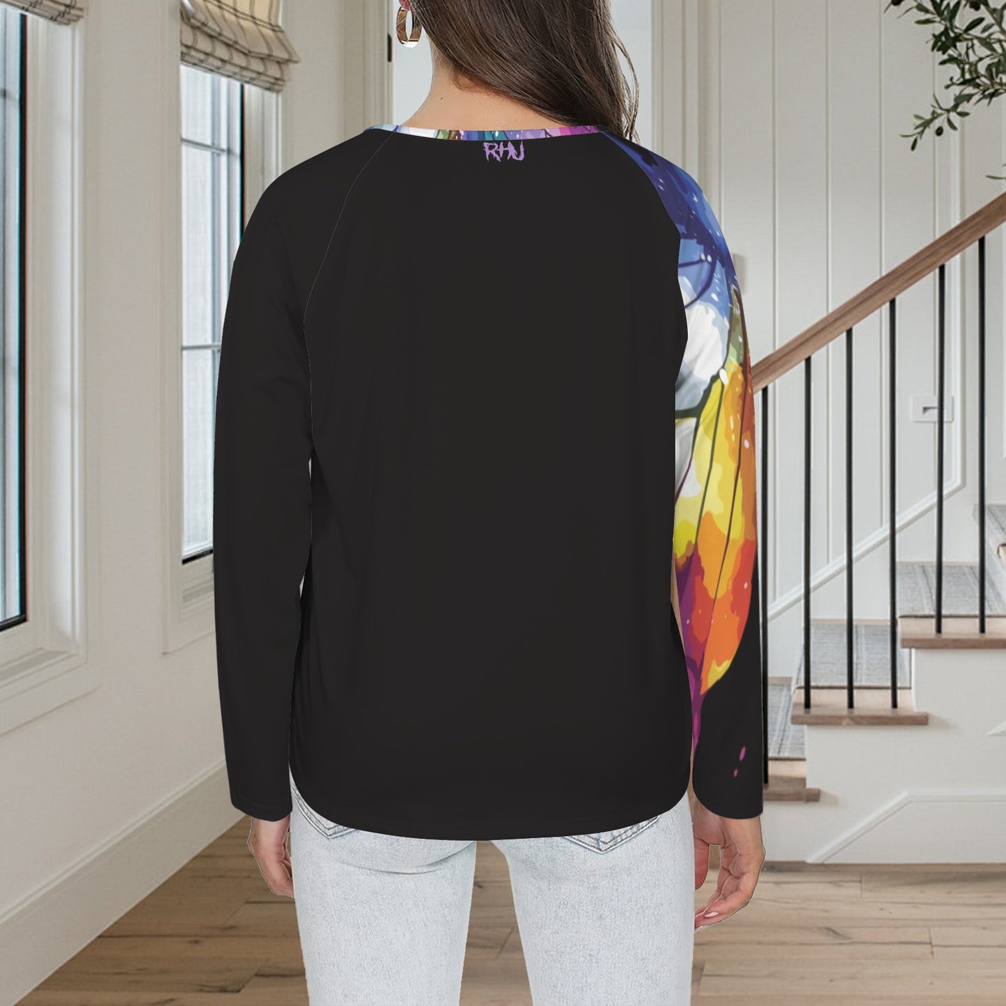 LINFA Little Hearts Long Sleeve Shirt Button Black