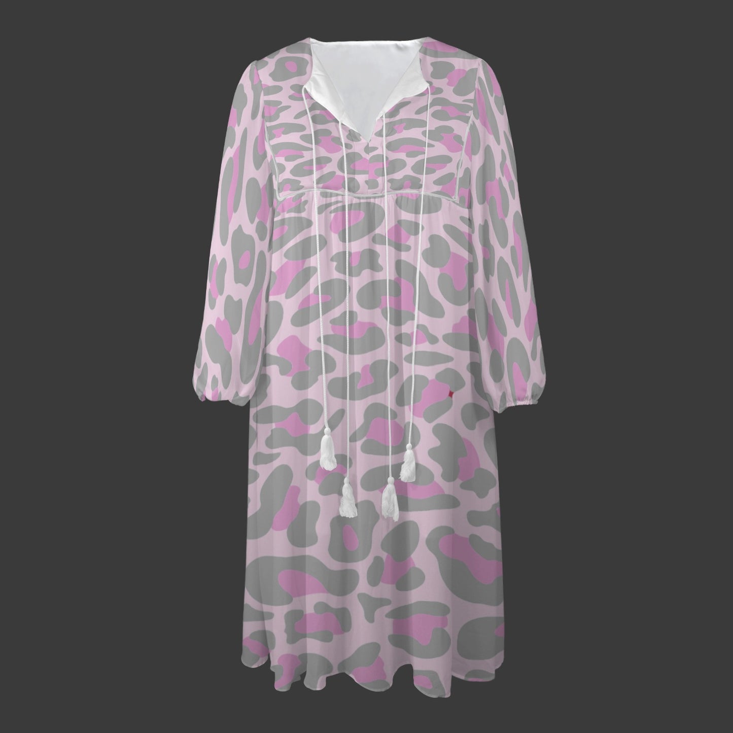 Grey Pink Leopard Long Dress
