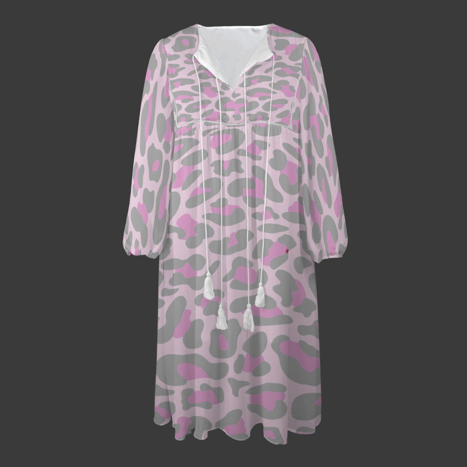 Grey Pink Leopard Long Dress