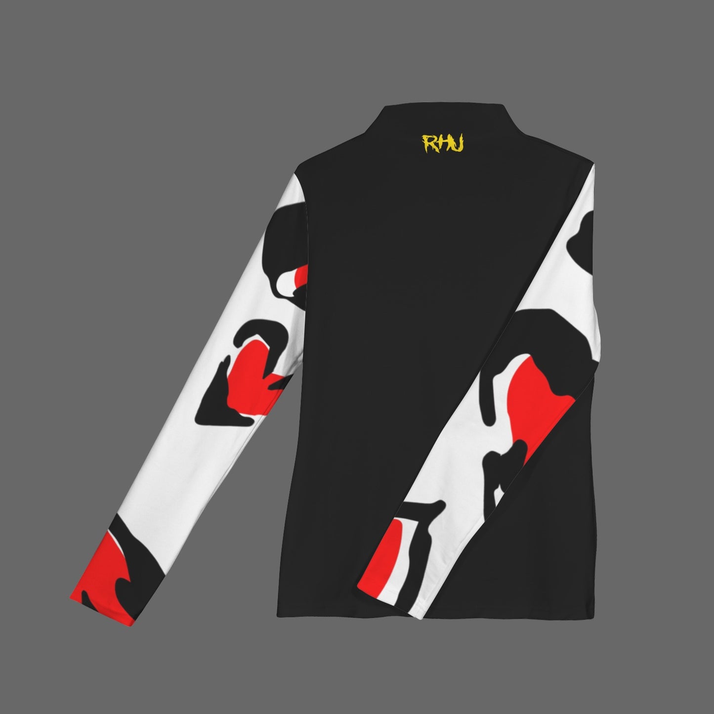 CAUTION Long Sleeve Turtleneck Shirt White Hearts V2