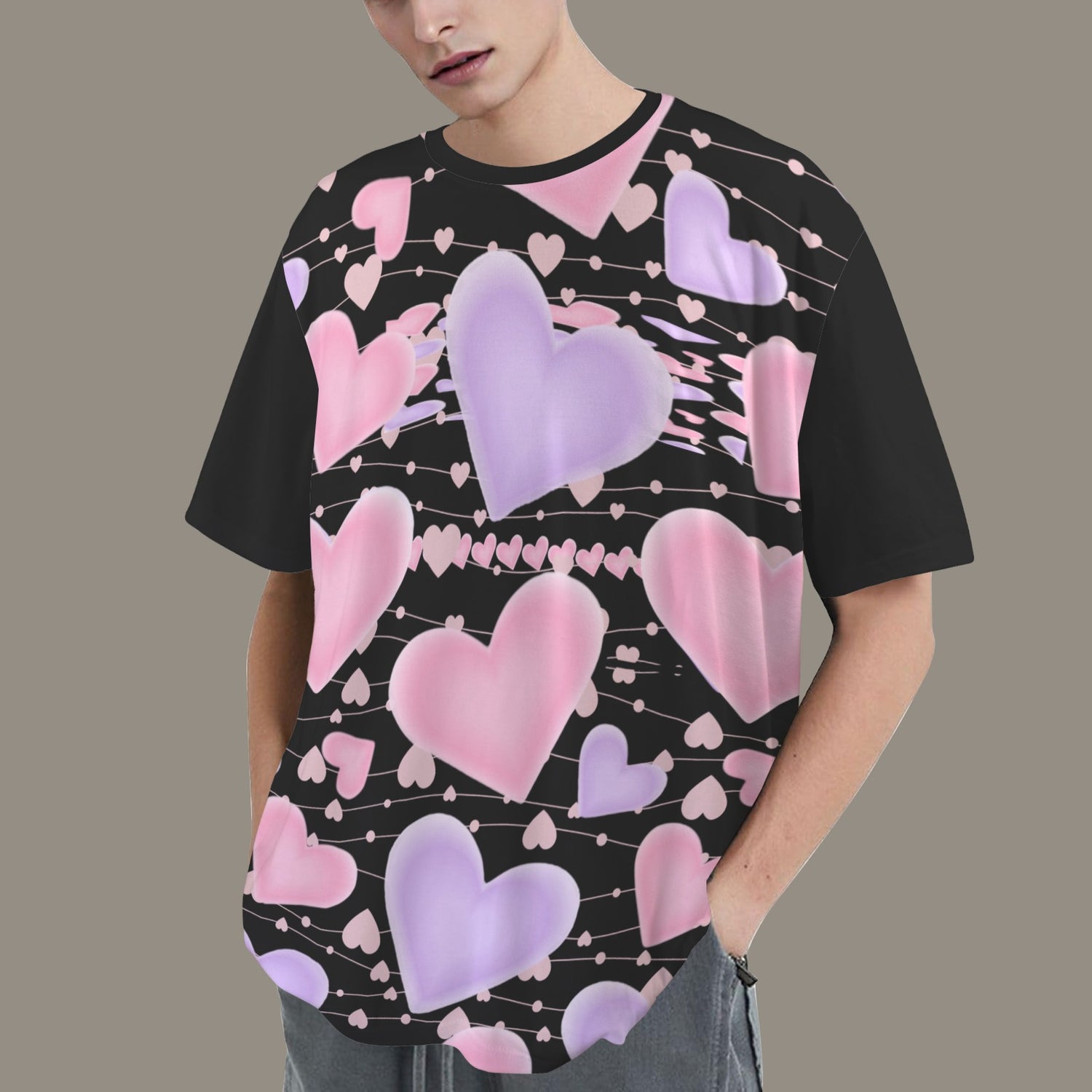 RANSIE IN NEVERLAND FIGURE HEARTS  T-SHIRT Black