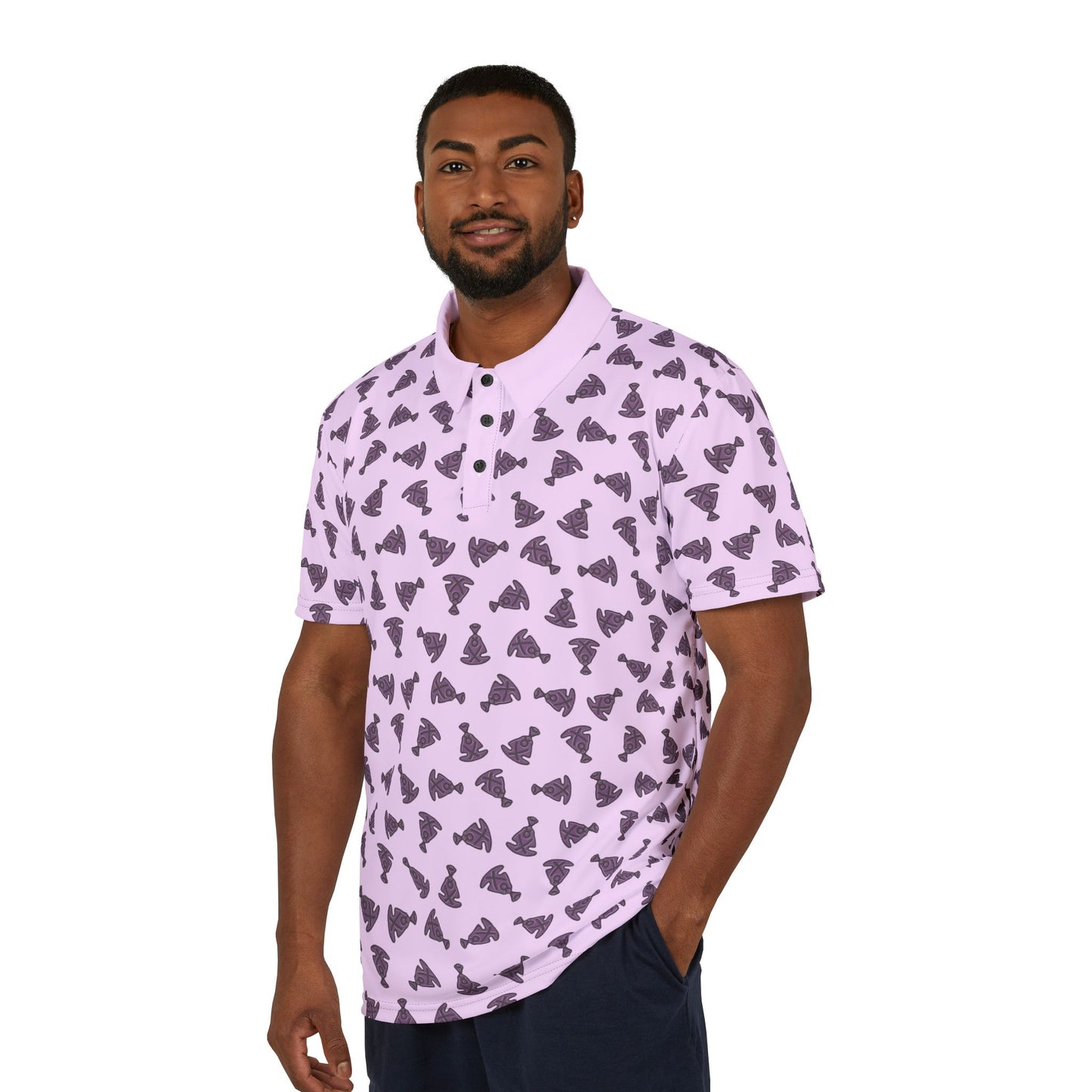 Buddha Tilt Unisex Polo T-Shirt  Light Pink