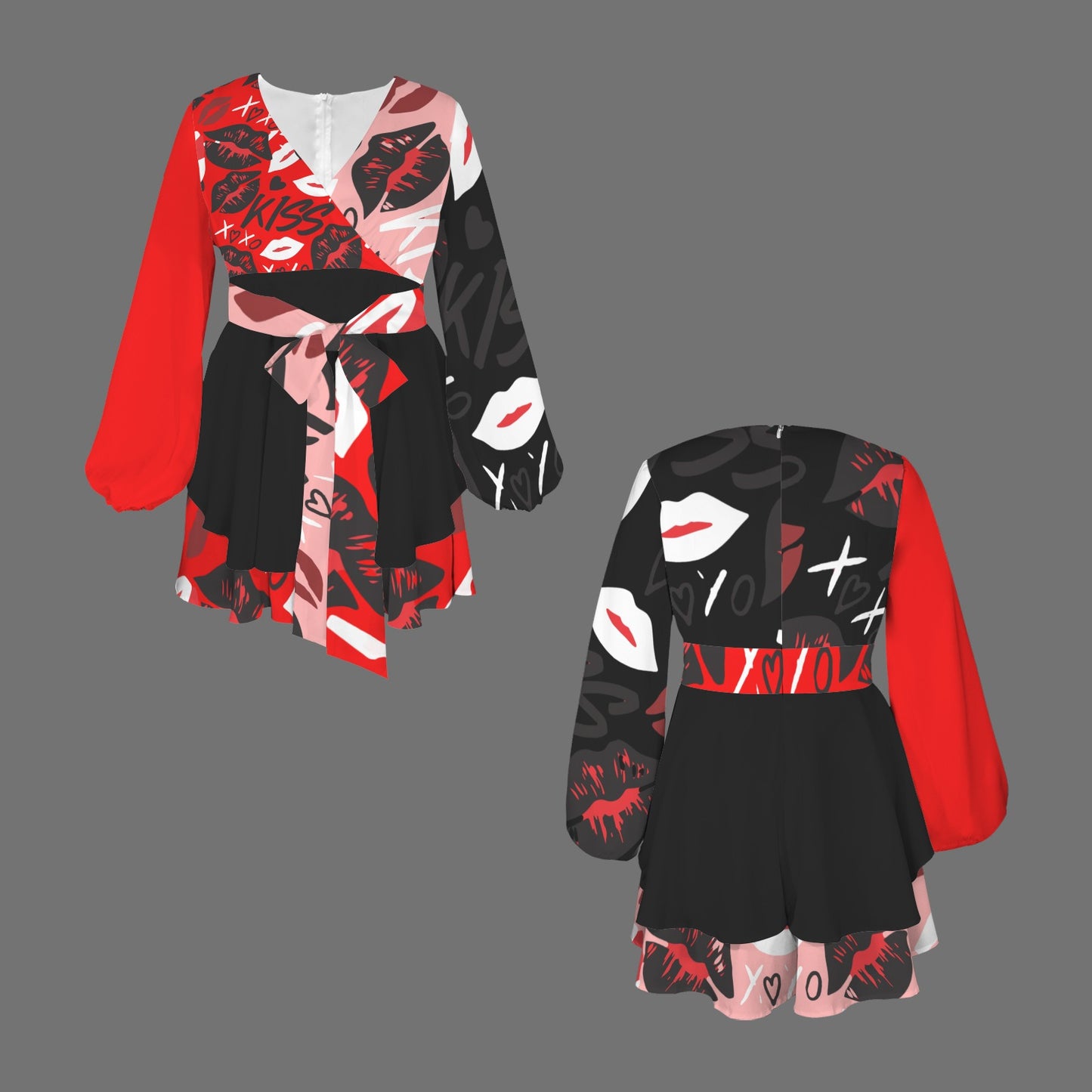 Kiss Romper Red Pink Black