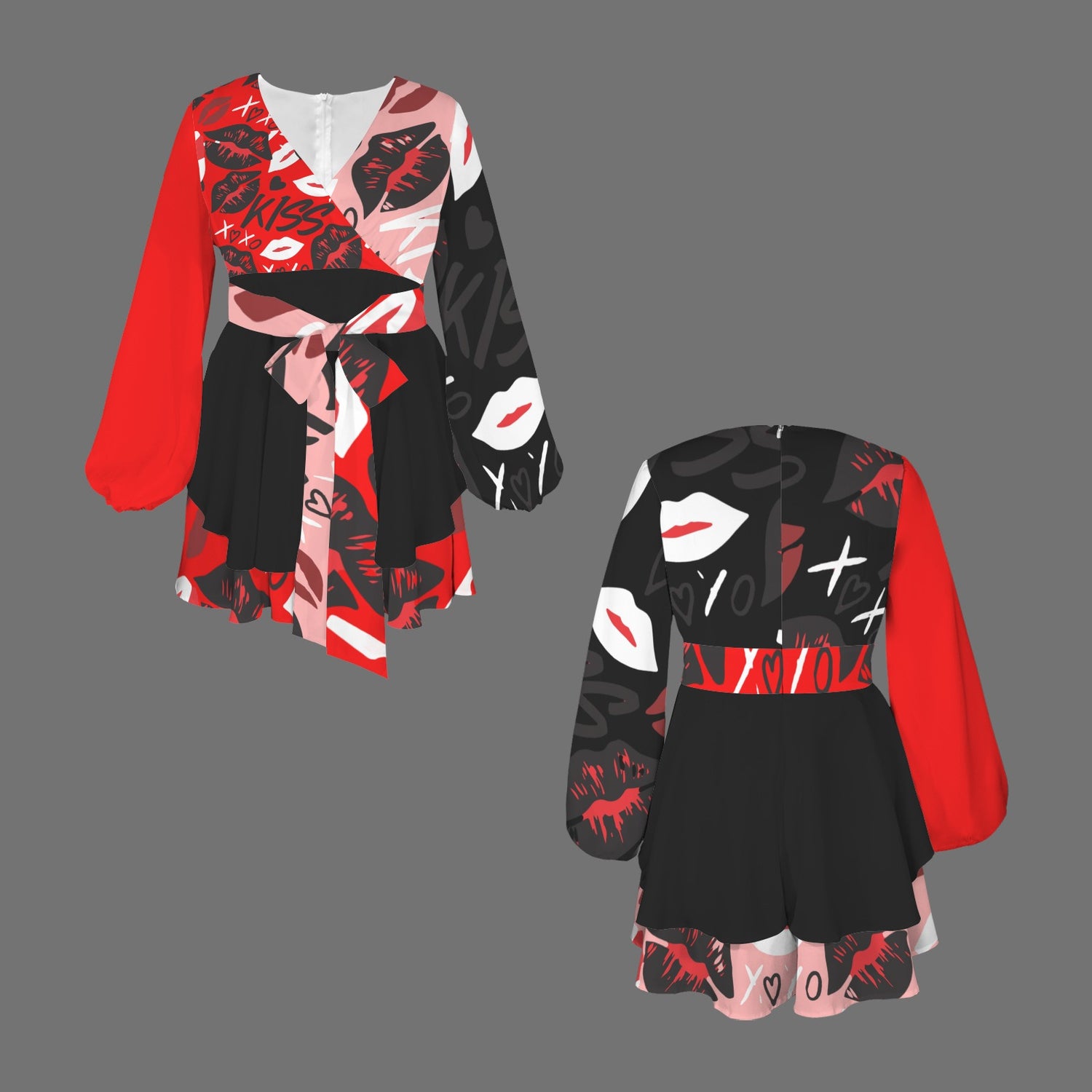 Kiss Romper Red Pink Black