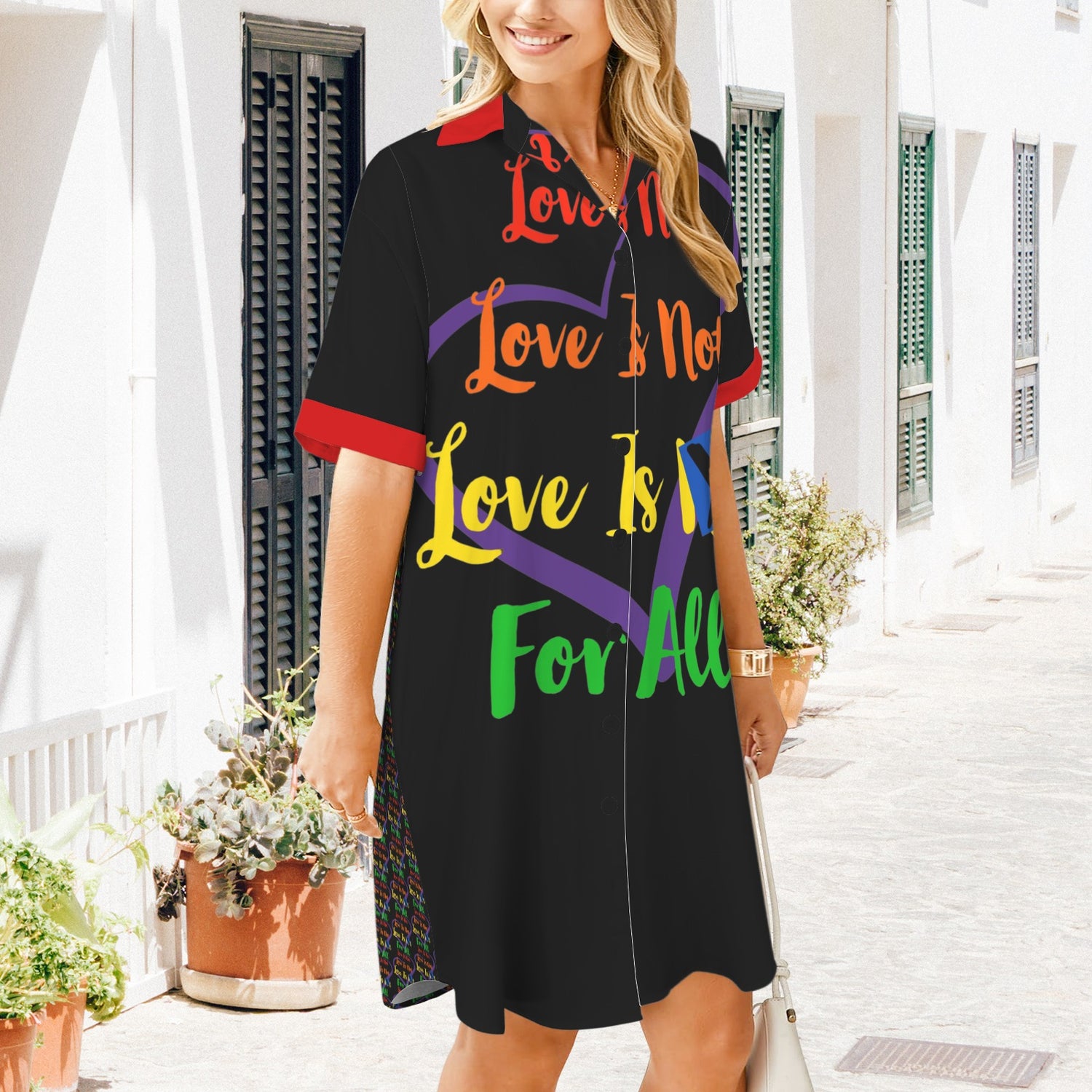 LINFA T Shirt Dress Short Sleeve Little Hearts Back