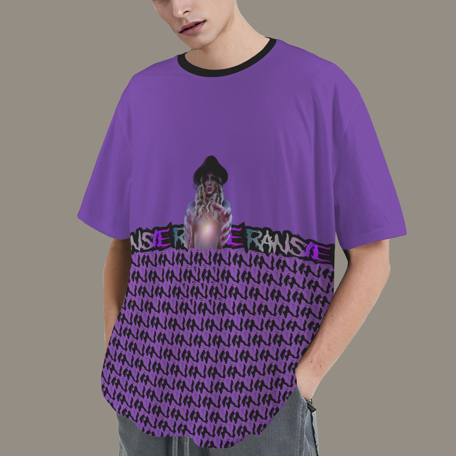 RANSIE IN NEVERLAND FIGURE GHOSTS WALL BLUE T-SHIRT