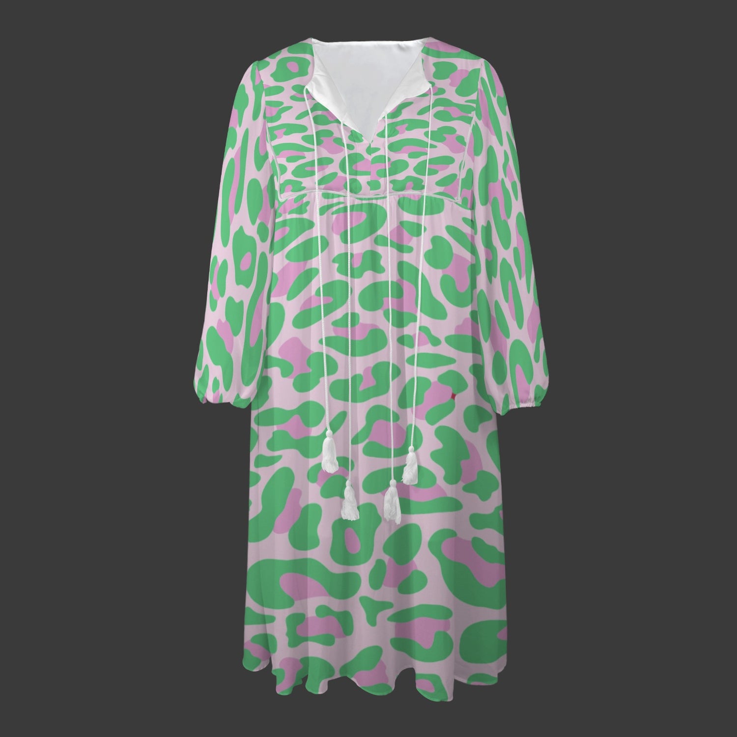 Green Pink Leopard Long Dress