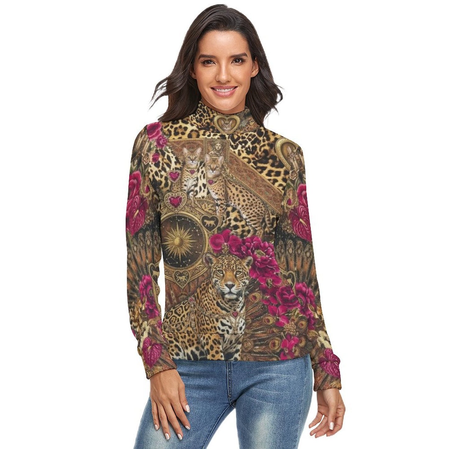Custom Women Mock Neck Pullover Sweater