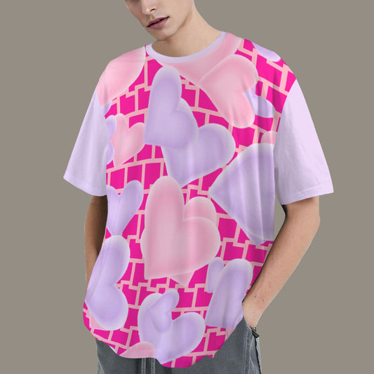 SE SON ROSE T-SHIRT -HOT PINK/LILAC WALL & HEARTS - SOLID LILAC BACK