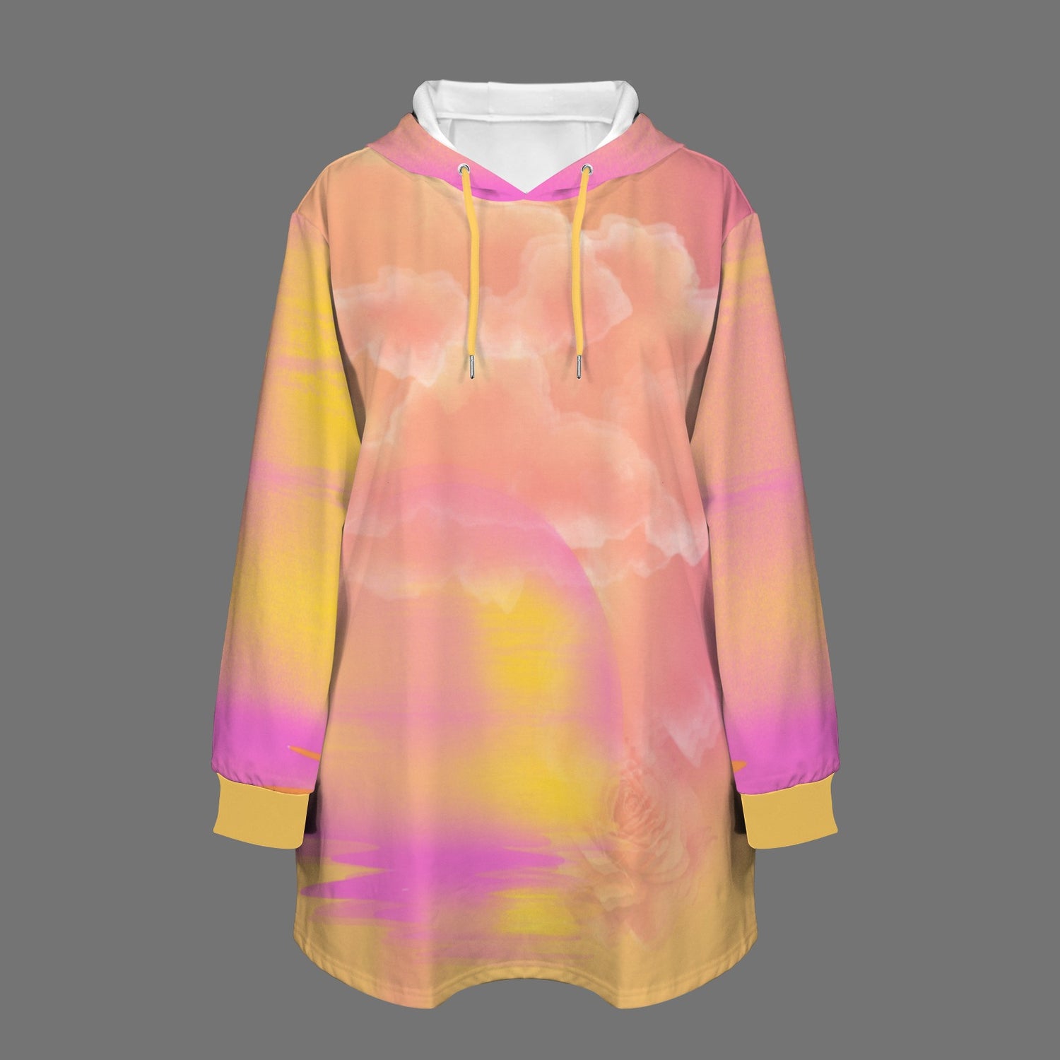 Se Son Rose Fioriranno (Missing U) Short Hoodie Dress Yellowish Drastrings