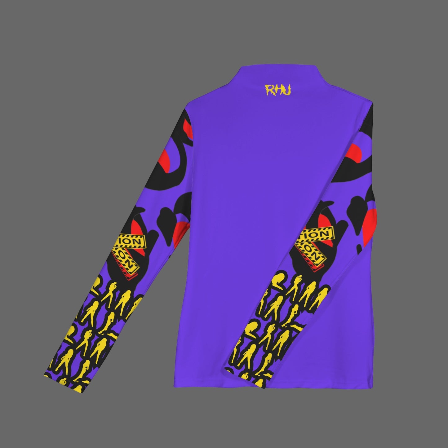 CAUTION Long Sleeve Turtleneck Shirt Blue Violet Hearts Mosquitoes Small SIGN