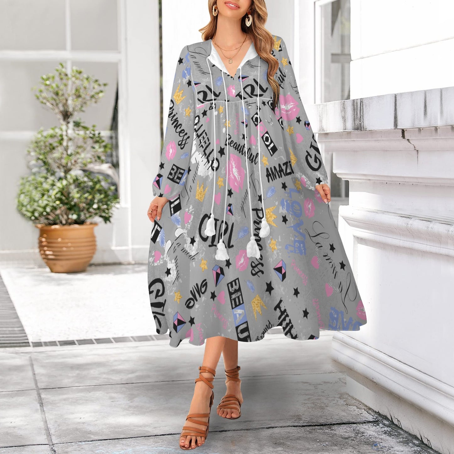 Be Amazing Long Dress Grey