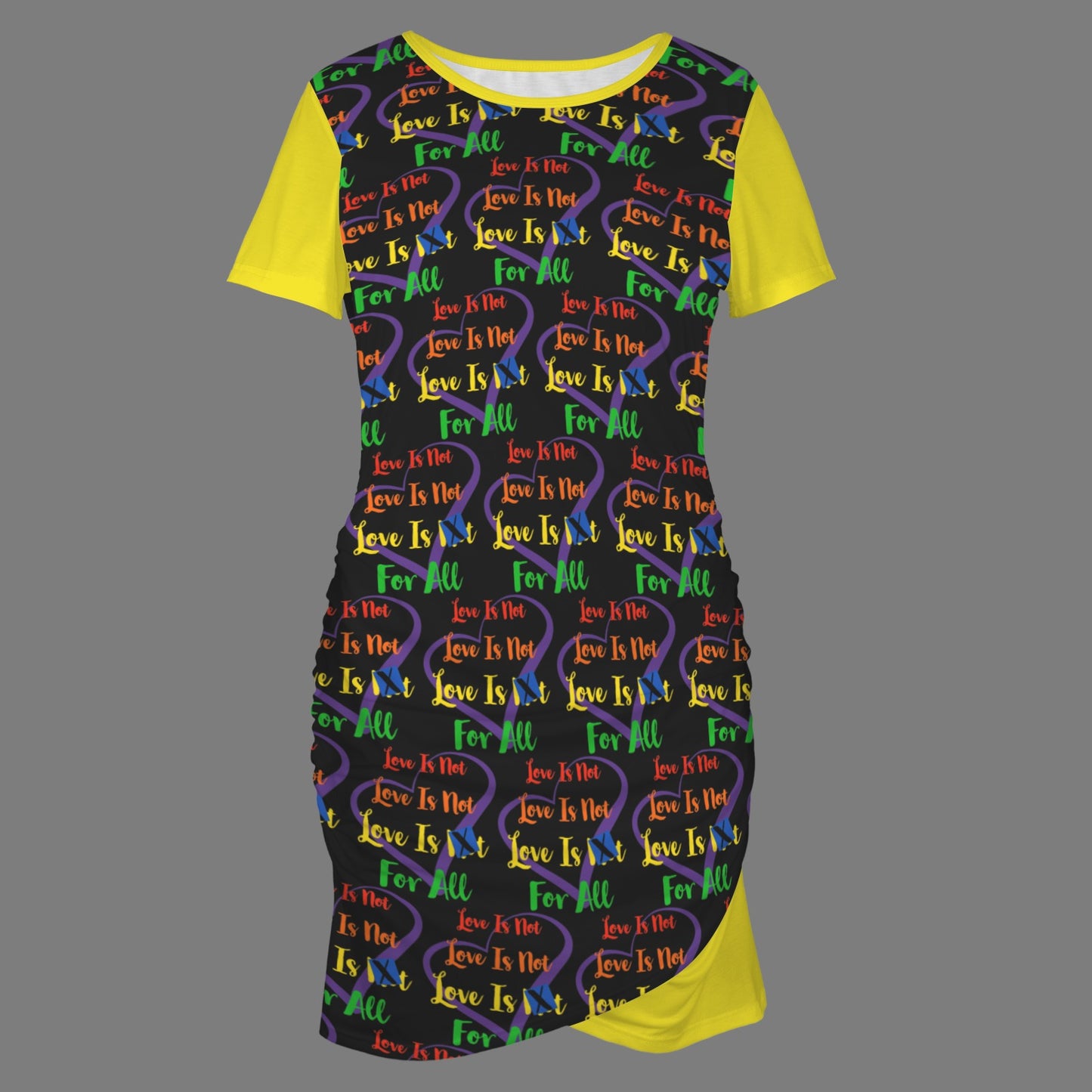 LINFA Bodycon Dress Black Yellow Little Hearts