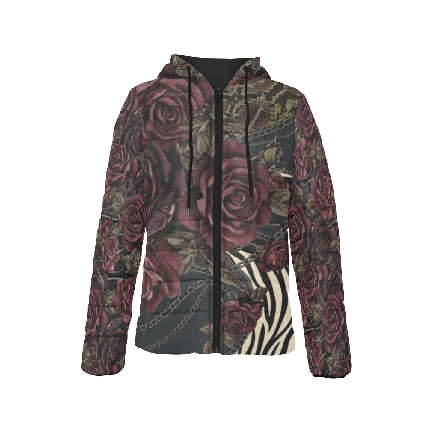 Logo/Animal Mix & Roses Padded Jacket 2