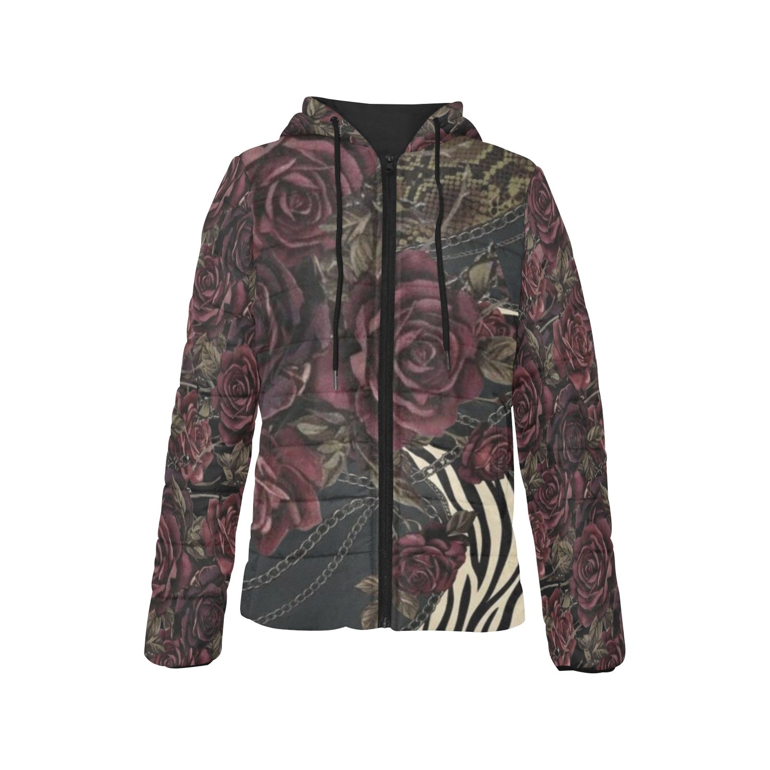 Logo/Animal Mix & Roses Padded Jacket 2
