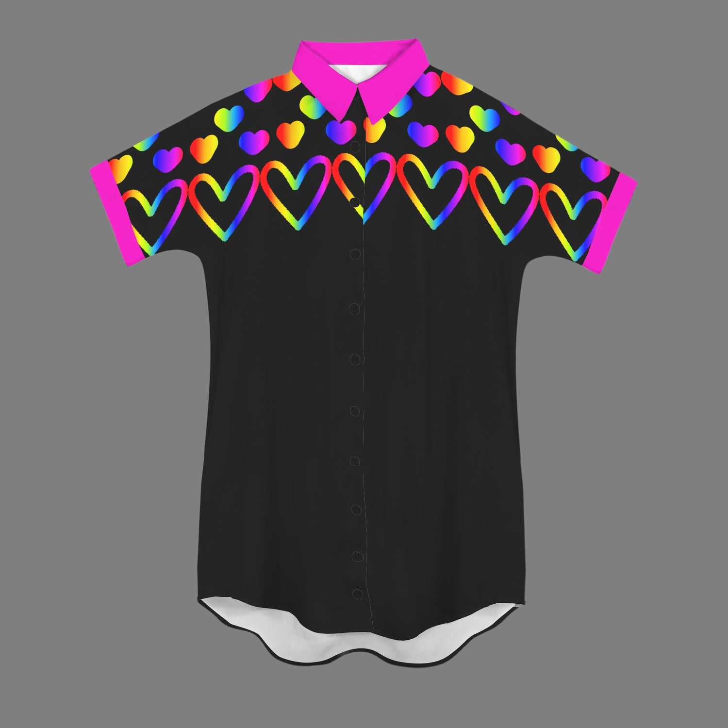 Love IS For All V2 T Shirt Dress Short Sleeve black Pink 2