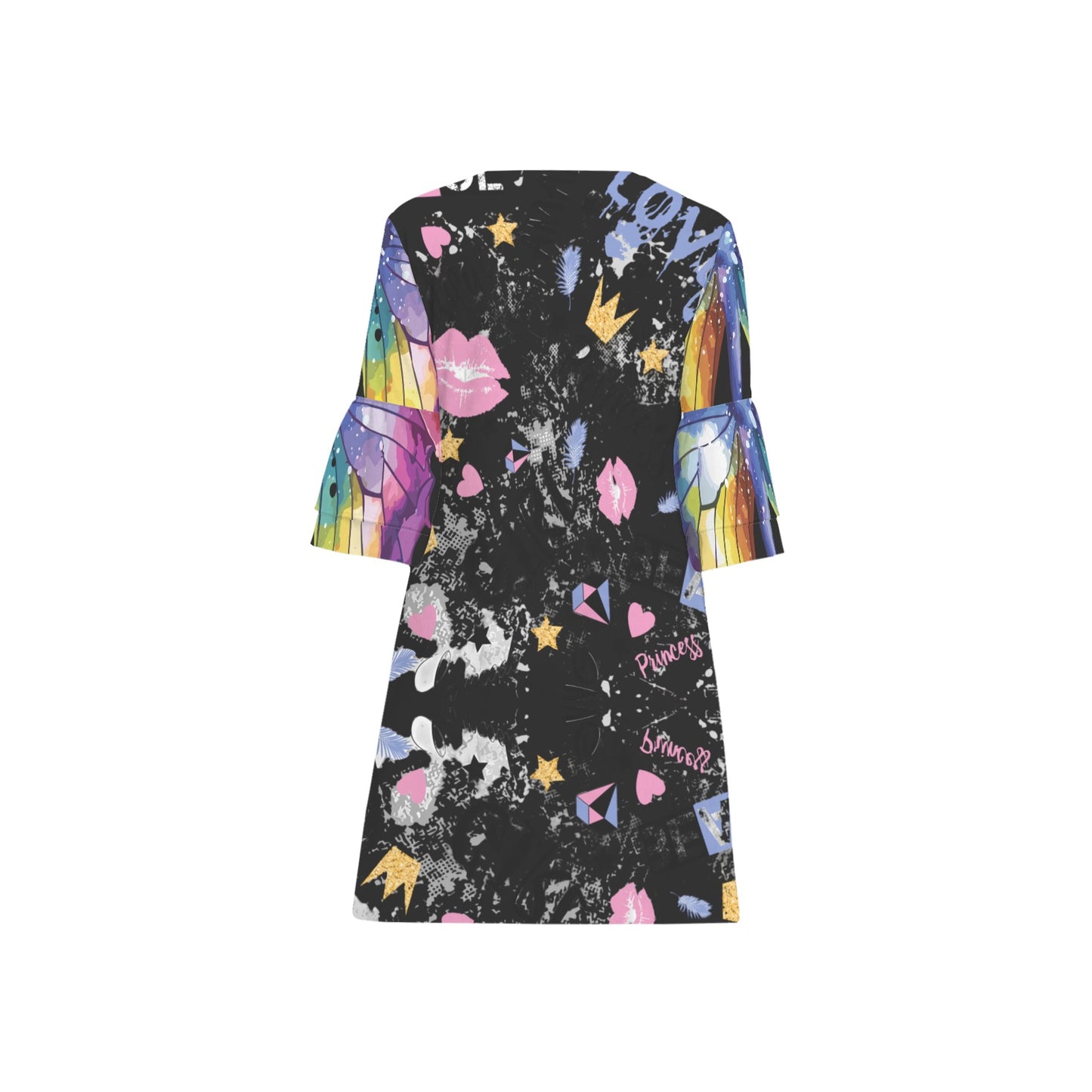 Big Butterfly 3/4 Sleeve Dress writings