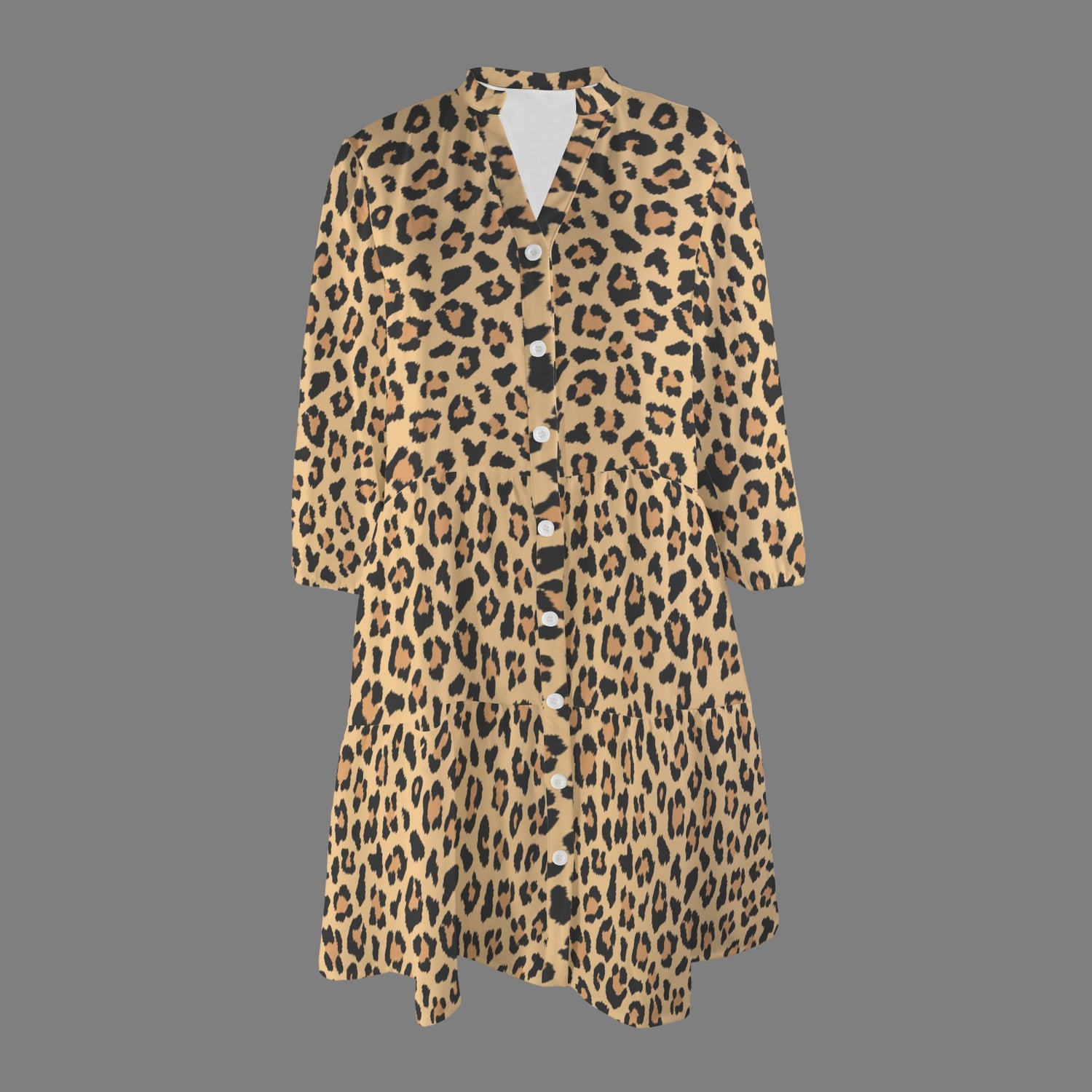 Leopard Front Button Dress