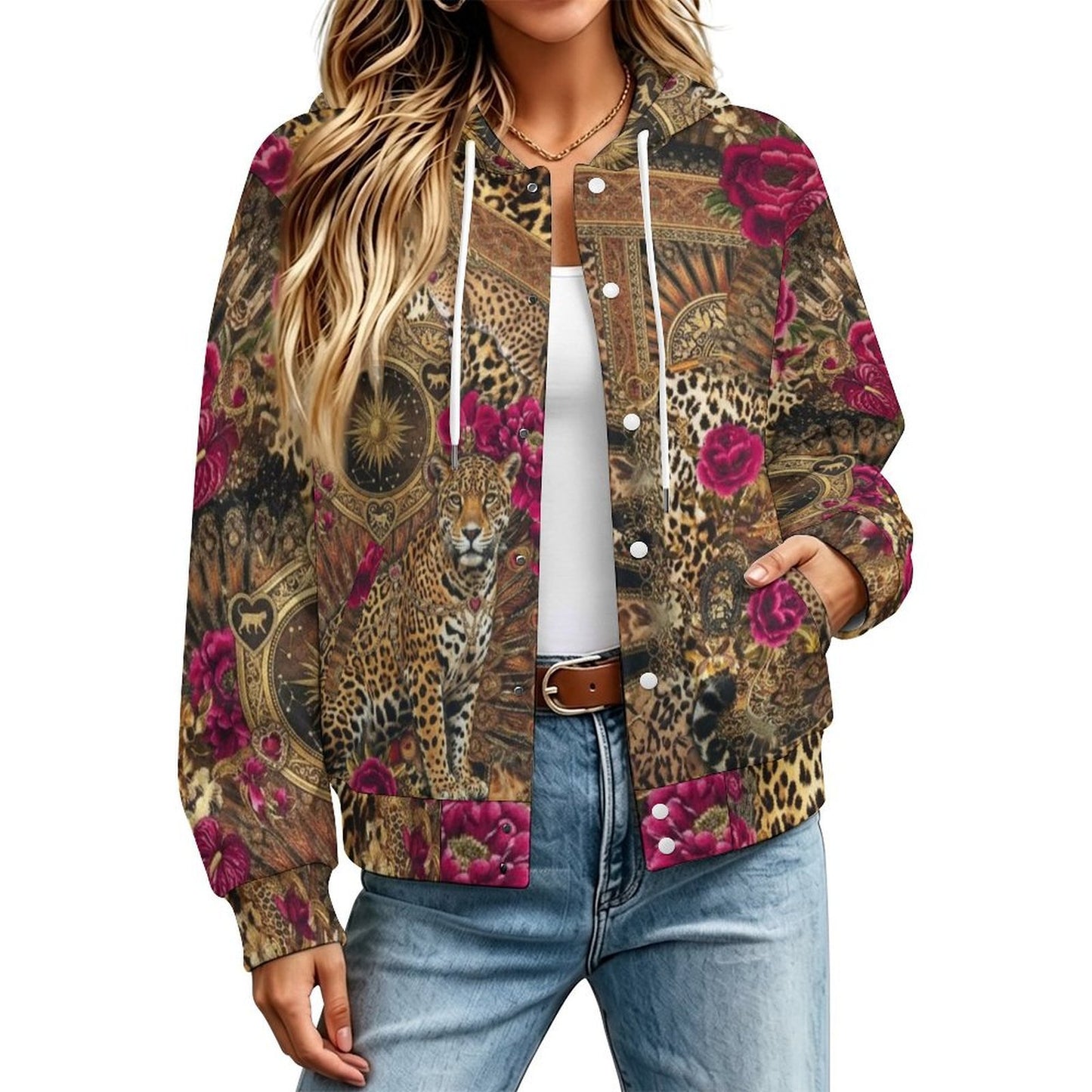 Custom Women Hooded Button‑Up Jacket Coat