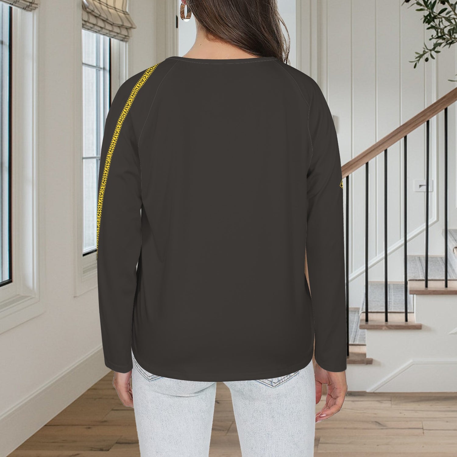 LINFA Long Sleeve Shirt Button Black Purple