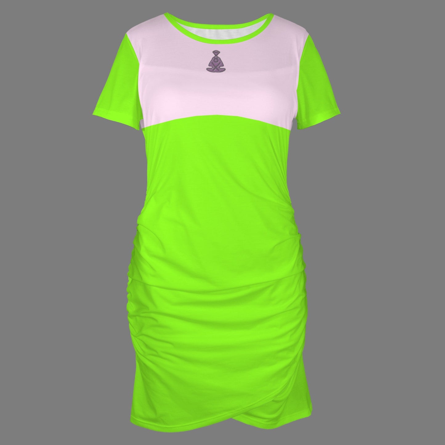 Buddha Bodycon Dress Pale Pink Bright Green