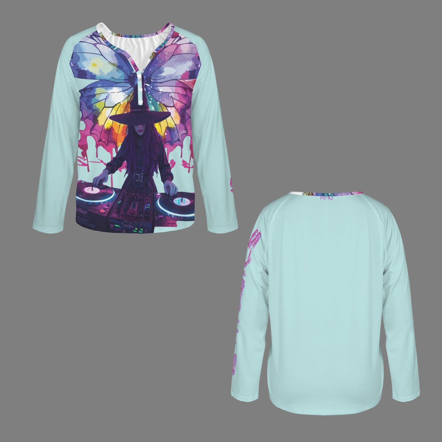 LINFA Little Hearts Long Sleeve Shirt Button Black