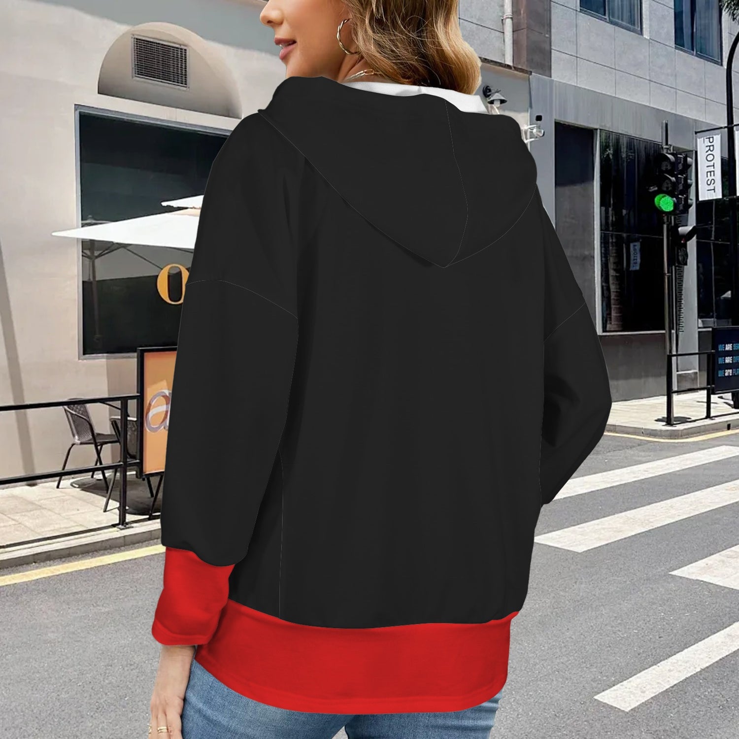 LINFA hoodie LIttle Hearts Black/White/Red