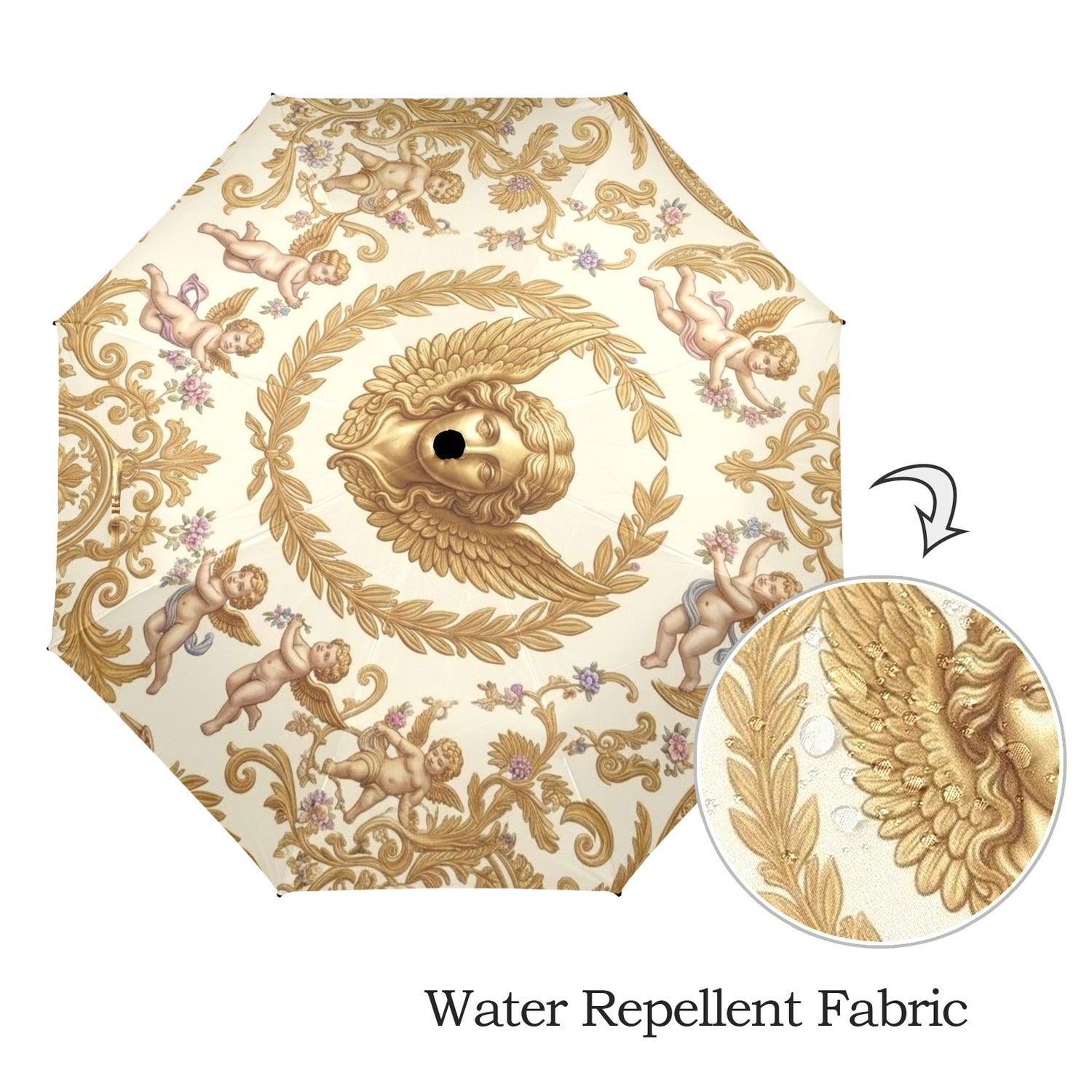 Baroque Putti Semi Automatic Foldable Umbrella
