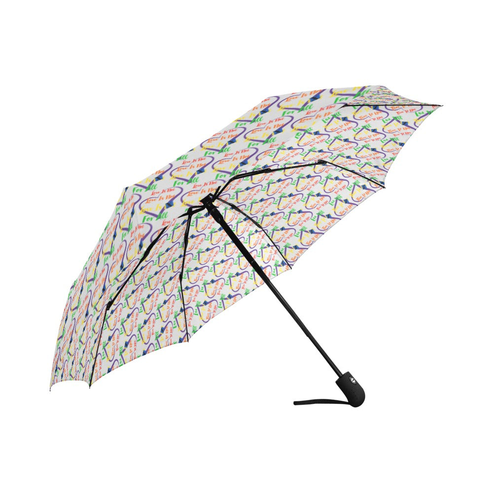 LINFA Little Hearts Silver Moon Automatic Foldable Umbrella