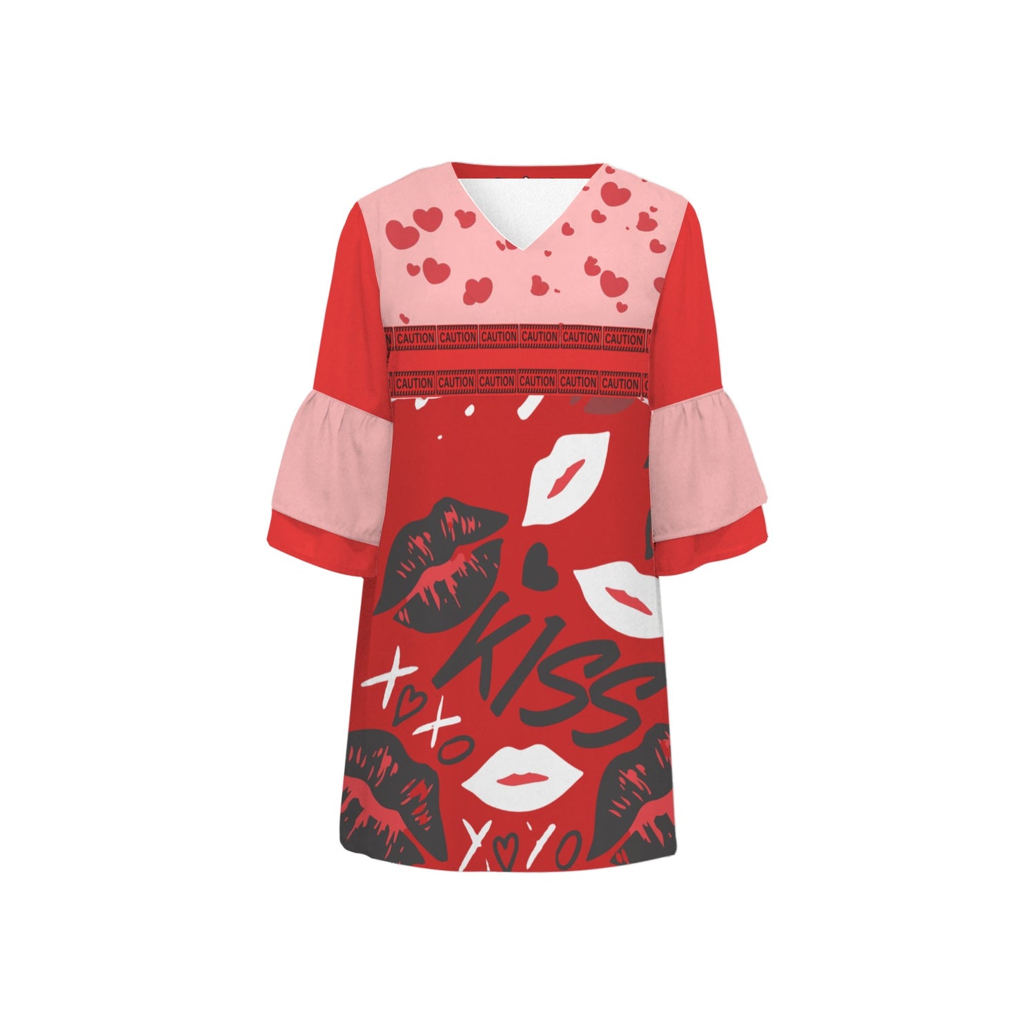 Caution V Neck Kiss Dress