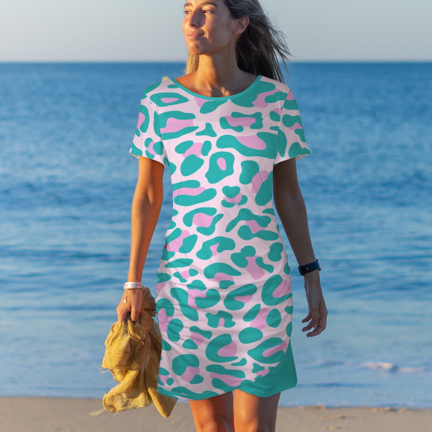 Green Pink Leopard Bodycon Dress