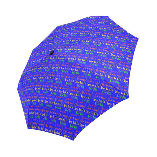 LINFA Little Hearts Electric Blue Automatic Foldable Umbrella