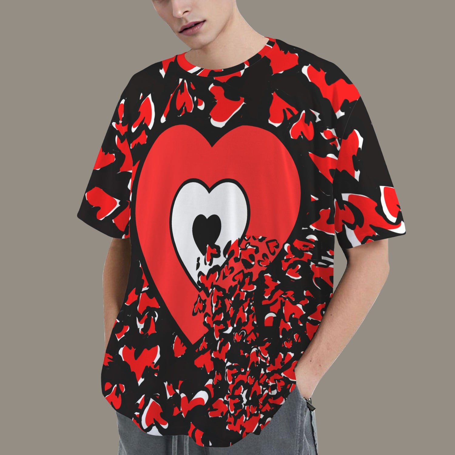 Se Son Rose (LoVe U Till I Die) Red White Heart T-Shirt - black RHU Back