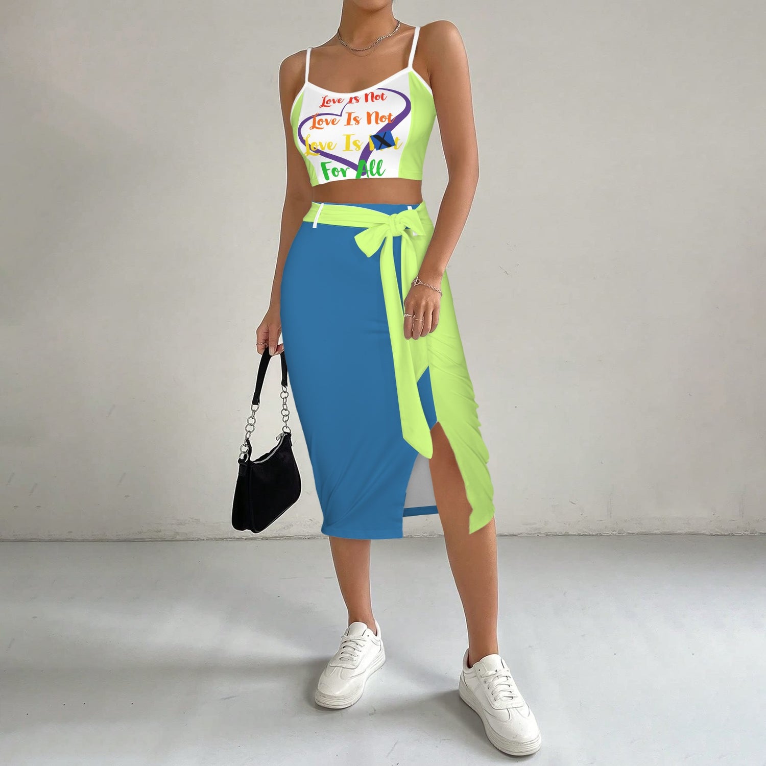 LINFA TOP SKIRT BLUE WHITE PALE GREEN